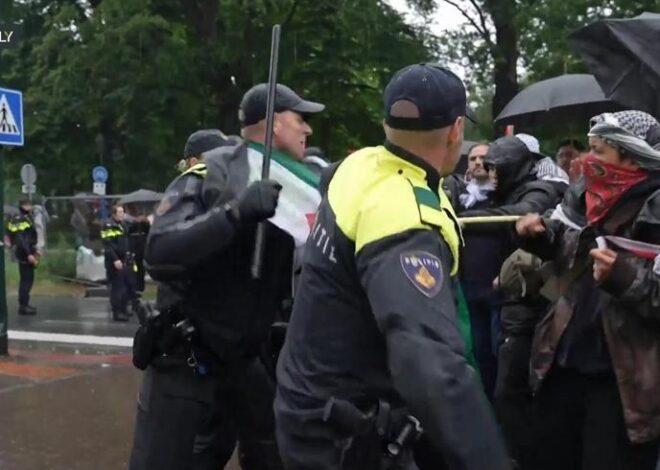 Hollanda’da Filistin’e destek gösterisi! Polisten protestoculara sert müdahale